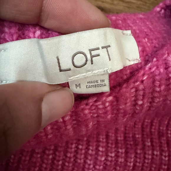 LOFT Vibrant Pink Crew Neck Sweater - Picture 3 of 5